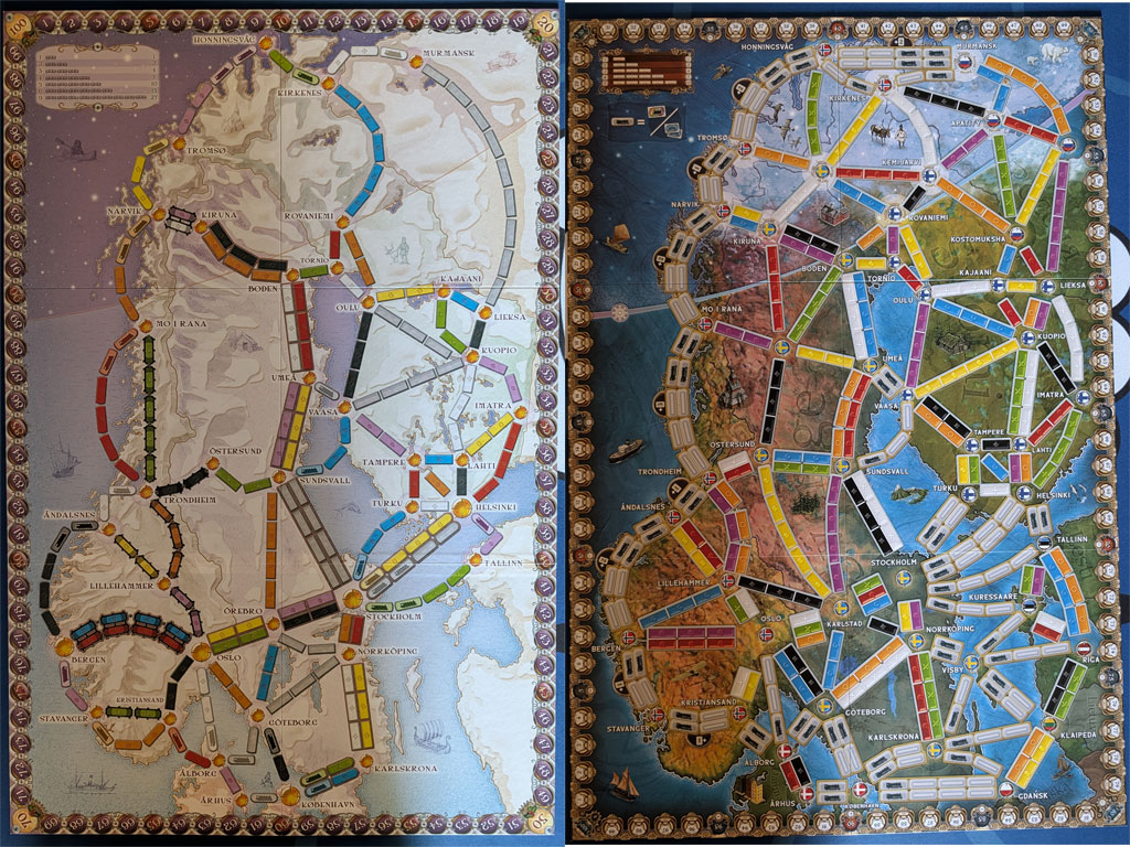 Zug um Zug - Skandinavien / Polarlichter - Spielbretter